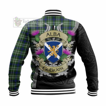 Swinton Tartan Family Crest Baseball Jacket Lion Rampant Royal Thistle Shield Celtic Inspired - Tartan Vibes Clothing
