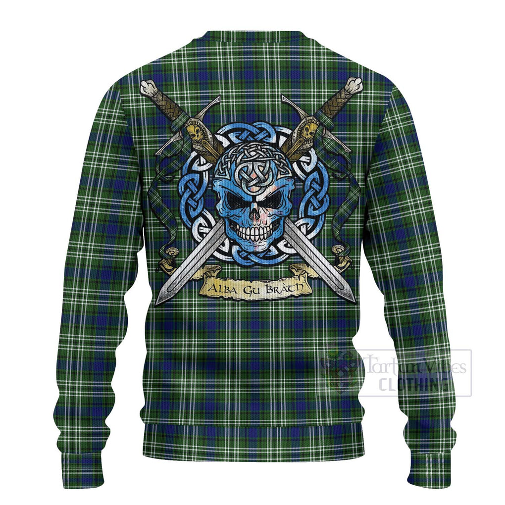 Swinton Tartan Ugly Sweater with Family Crest Celtic Skull Style - Tartan Vibes Clothing