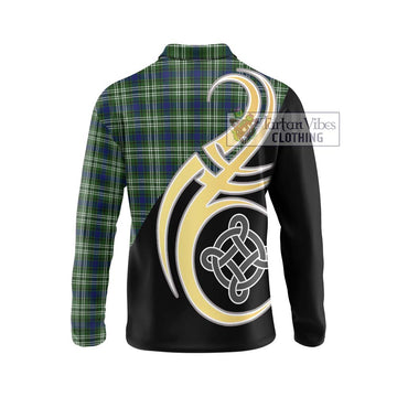 Swinton Tartan Long Sleeve Polo Shirt with Family Crest and Celtic Symbol Style - Tartan Vibes Clothing