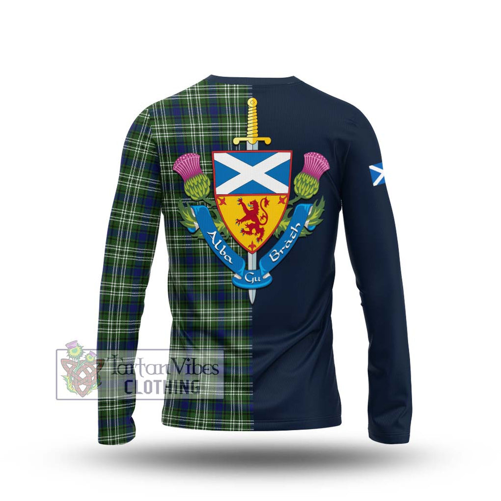 Swinton Tartan Long Sleeve T-Shirt Alba with Scottish Lion Royal Arm Half Style - Tartan Vibes Clothing