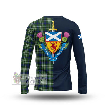 Swinton Tartan Long Sleeve T-Shirt Alba with Scottish Lion Royal Arm Half Style - Tartan Vibes Clothing