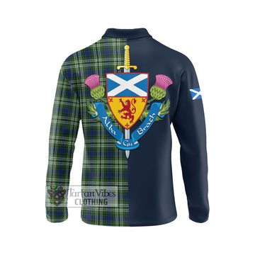 Swinton Tartan Long Sleeve Polo Shirt Alba with Scottish Lion Royal Arm Half Style - Tartan Vibes Clothing