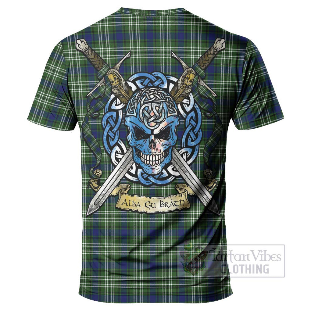 Swinton Tartan T-Shirt with Family Crest Celtic Skull Style - Tartan Vibes Clothing