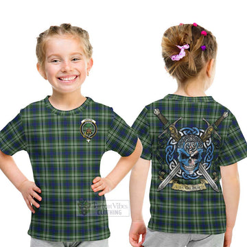 Swinton Tartan Kid T-Shirt with Family Crest Celtic Skull Style - Tartan Vibes Clothing