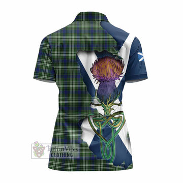 Tartan Vibes Clothing Swinton Tartan Family Crest Women's Polo Shirt Scottish Thistle Celtic Inspired