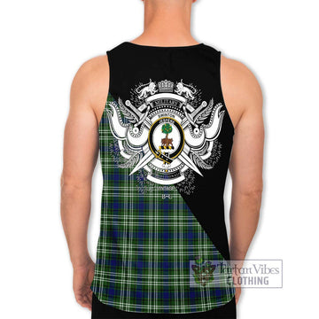 Swinton Tartan Men's Tank Top with Family Crest and Military Logo Style - Tartan Vibes Clothing