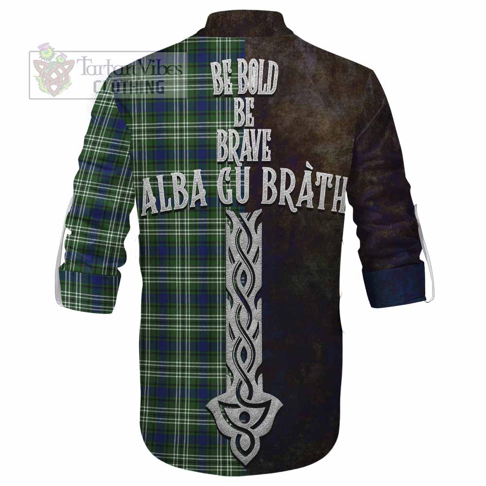 Tartan Vibes Clothing Swinton Tartan Family Crest Ghillie Kilt Shirt Alba Gu Brath Be Brave Lion Ancient Style