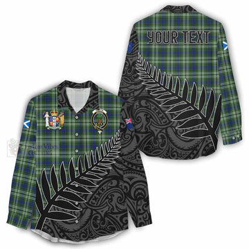 Tartan Vibes Clothing Swinton Crest Tartan Women's Casual Shirt with New Zealand Silver Fern Half Style