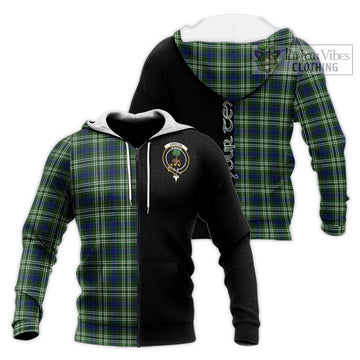 Swinton Tartan Knitted Hoodie with Family Crest and Half Of Me Style Unisex Knitted Zip Hoodie - Tartan Vibes Clothing