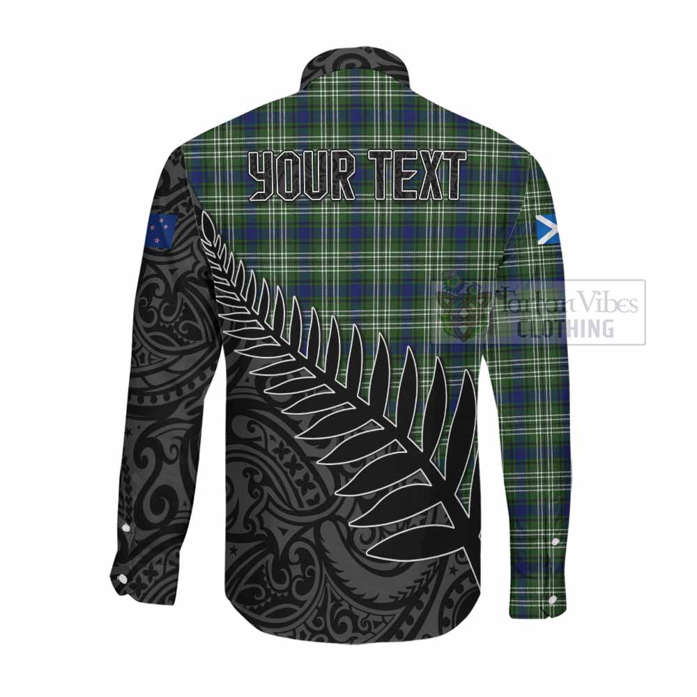 Swinton Crest Tartan Long Sleeve Button Shirt with New Zealand Silver Fern Half Style Men's Shirt - Tartan Vibes Clothing