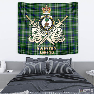 Swinton Tartan Tapestry with Clan Crest and the Golden Sword of Courageous Legacy