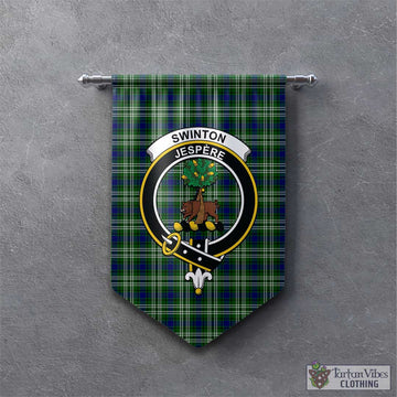 Swinton Tartan Gonfalon, Tartan Banner with Family Crest - Tartan Vibes Clothing