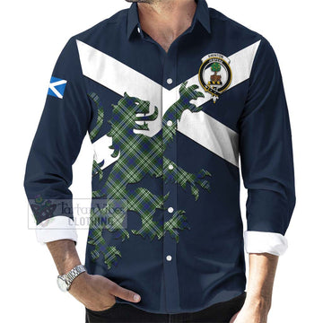 Swinton Tartan Lion Rampant Long Sleeve Button Shirt Proudly Display Your Heritage with Alba Gu Brath and Clan Name Men's Shirt - Tartan Vibes Clothing