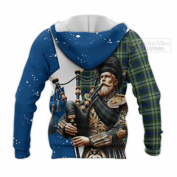 Swinton Tartan Knitted Hoodie with Family Crest Scottish Bagpiper Vibes - Tartan Vibes Clothing