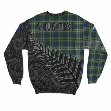 Tartan Vibes Clothing Swinton Crest Tartan Sweatshirt with New Zealand Silver Fern Half Style