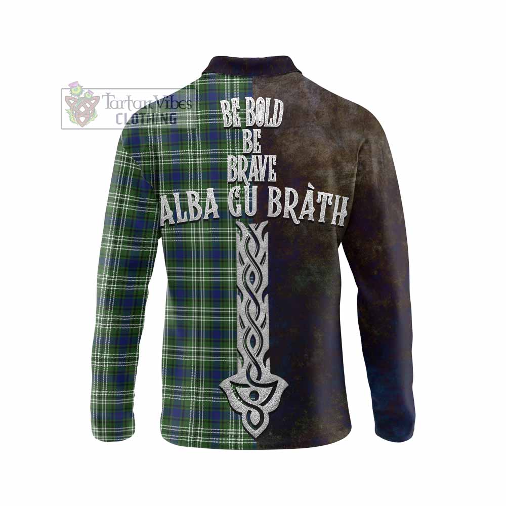 Tartan Vibes Clothing Swinton Tartan Family Crest Long Sleeve Polo Shirt Alba Gu Brath Be Brave Lion Ancient Style