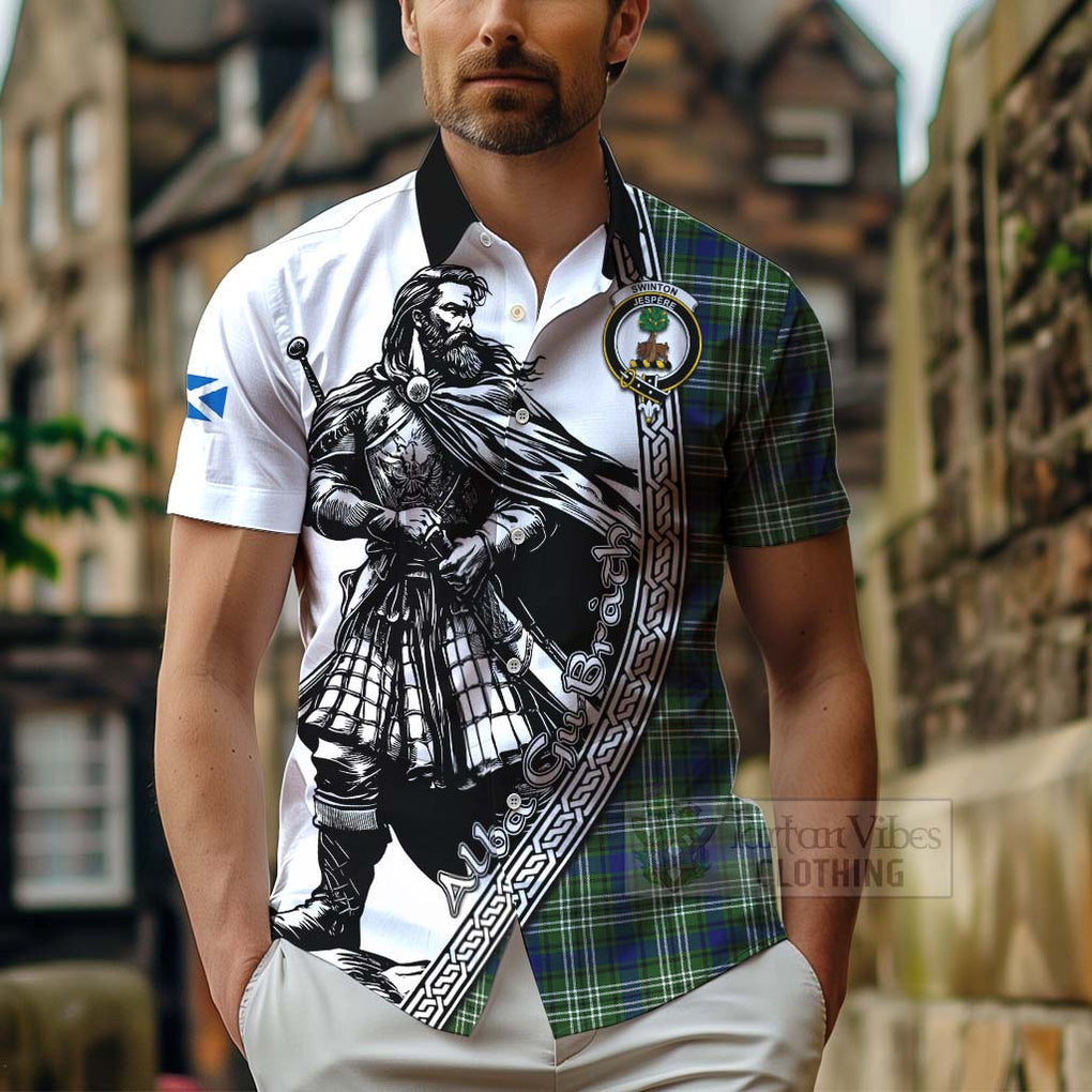Swinton Tartan Clan Crest Hawaiian Shirt with Highlander Warrior Celtic Style - Tartan Vibes Clothing