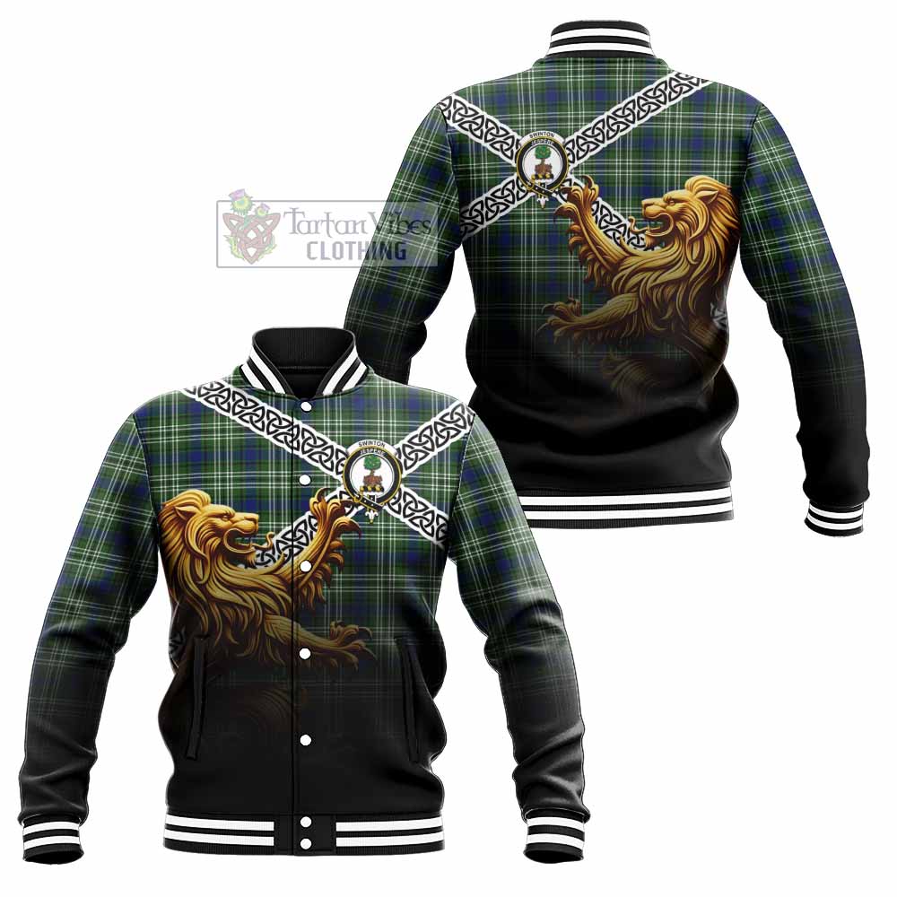 Swinton Crest Tartan Baseball Jacket with Golden Lion Emblem Celtic Style - Tartan Vibes Clothing