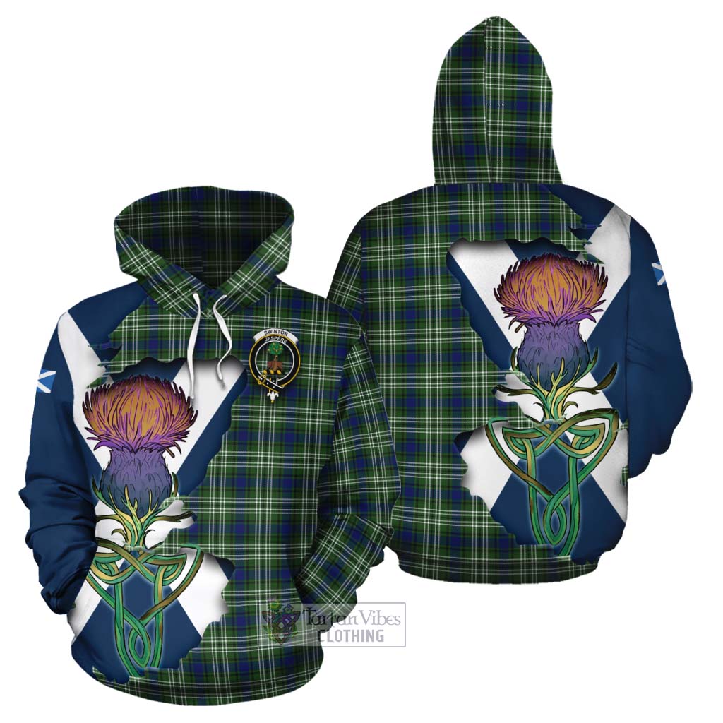 Tartan Vibes Clothing Swinton Tartan Family Crest Cotton Hoodie Scottish Thistle Celtic Inspired