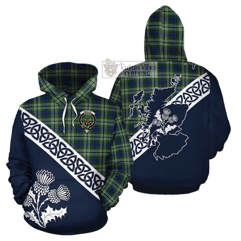 Swinton Tartan Cotton Hoodie Featuring Thistle and Scotland Map Zip Hoodie - Tartan Vibes Clothing
