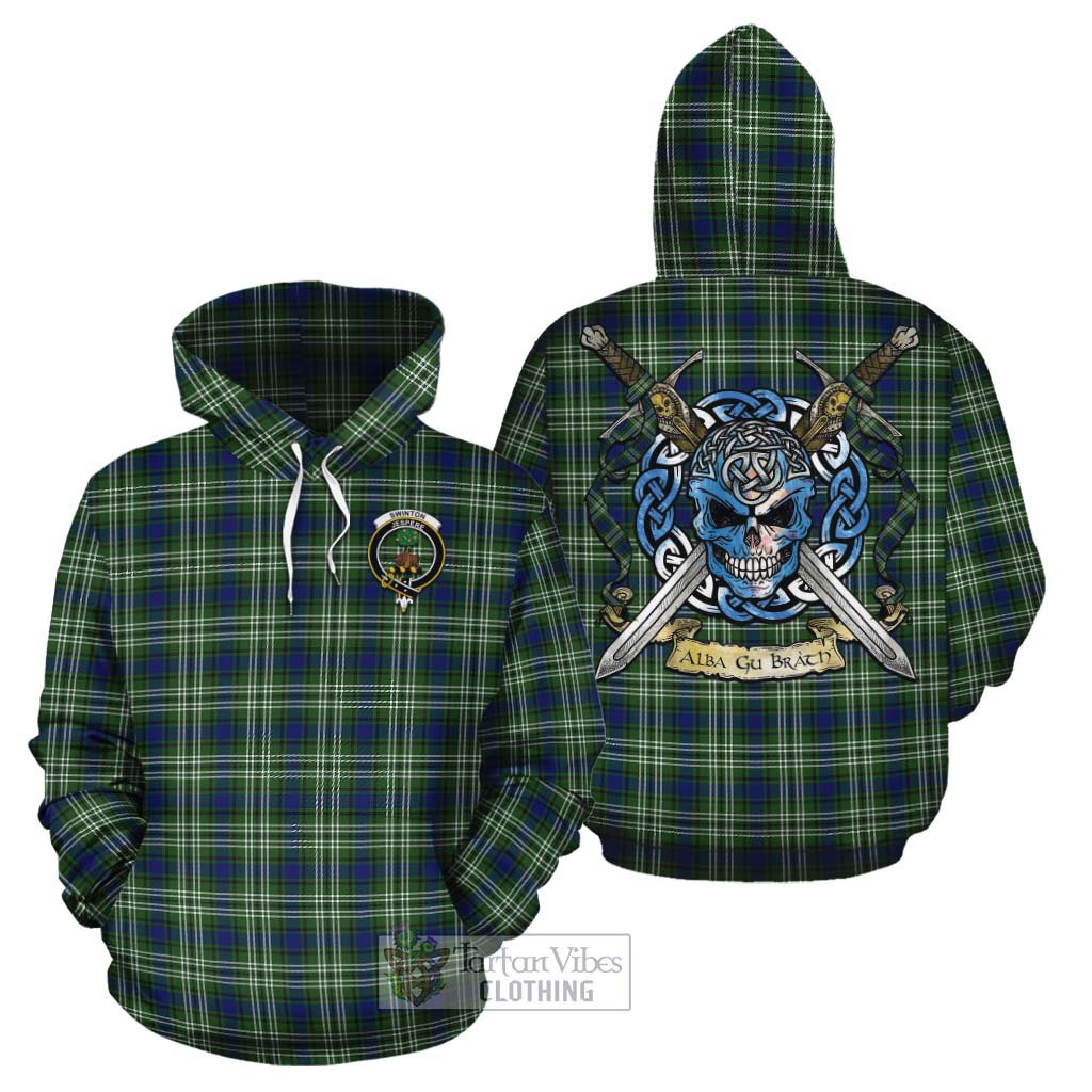 Swinton Tartan Cotton Hoodie with Family Crest Celtic Skull Style Zip Hoodie - Tartan Vibes Clothing