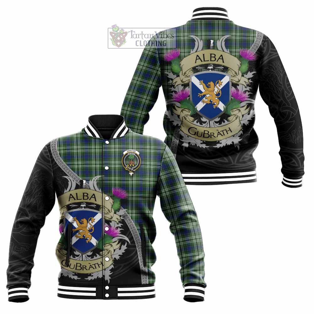 Swinton Tartan Family Crest Baseball Jacket Lion Rampant Royal Thistle Shield Celtic Inspired - Tartan Vibes Clothing