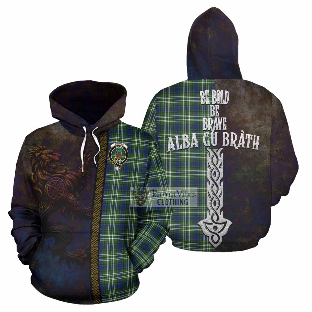 Tartan Vibes Clothing Swinton Tartan Family Crest Hoodie Alba Gu Brath Be Brave Lion Ancient Style