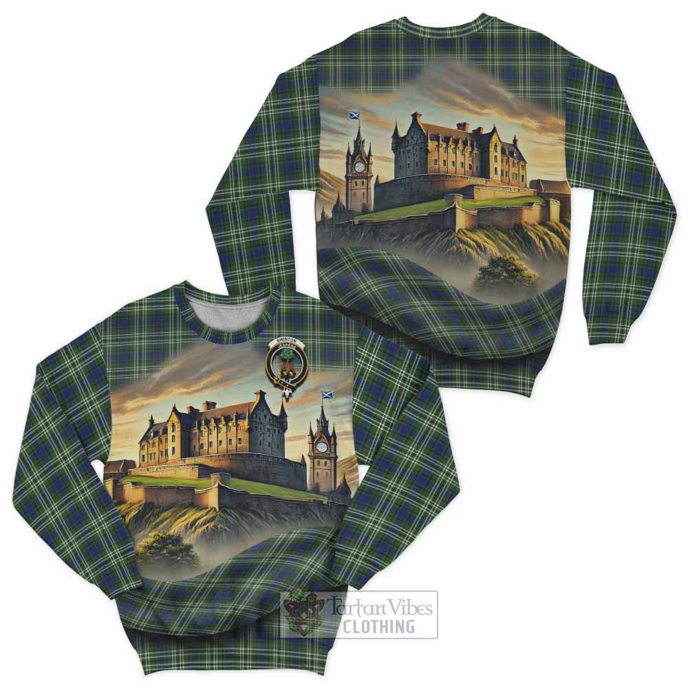 Swinton Tartan Family Crest Sweatshirt with Scottish Ancient Castle Style - Tartan Vibes Clothing
