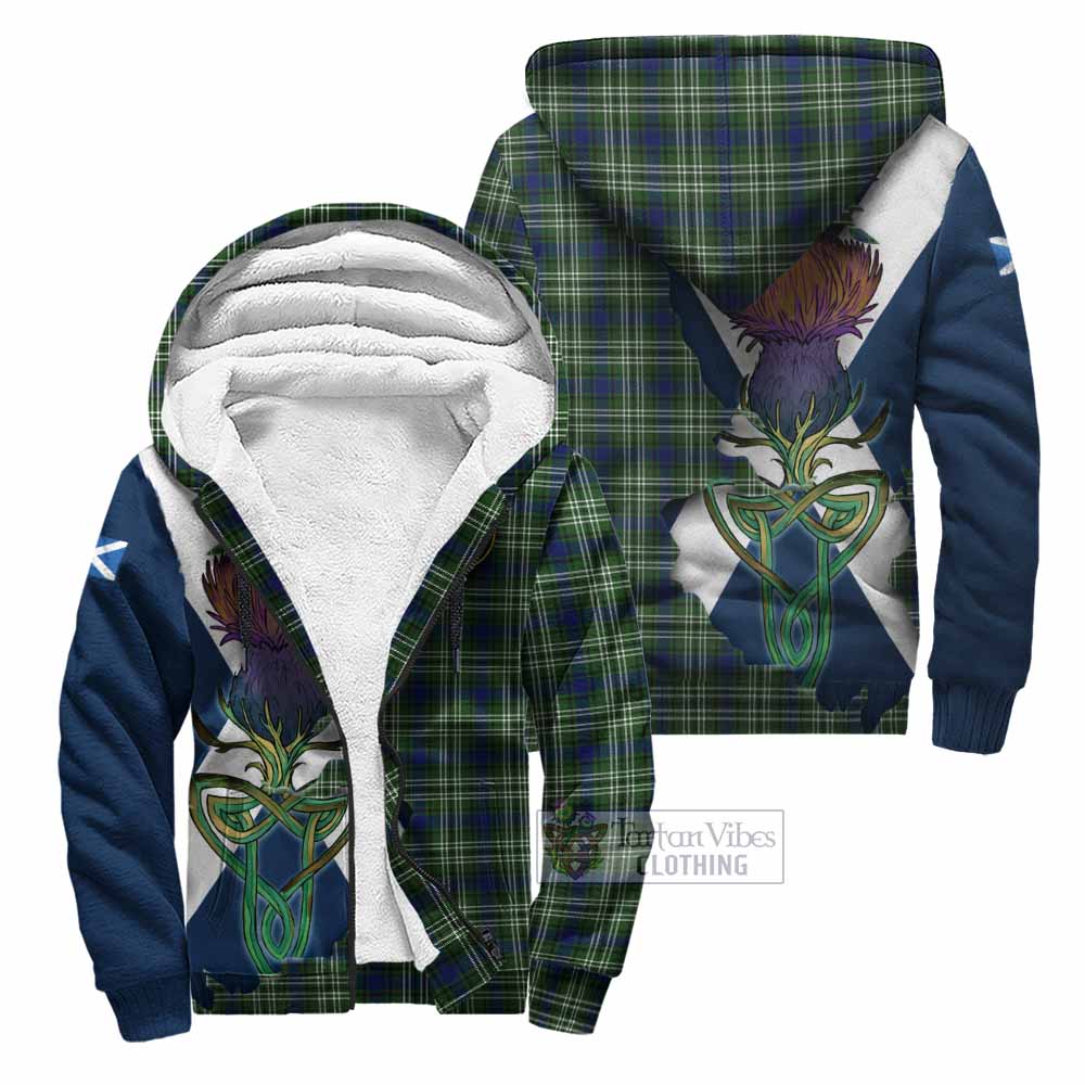 Tartan Vibes Clothing Swinton Tartan Family Crest Sherpa Hoodie Scottish Thistle Celtic Inspired