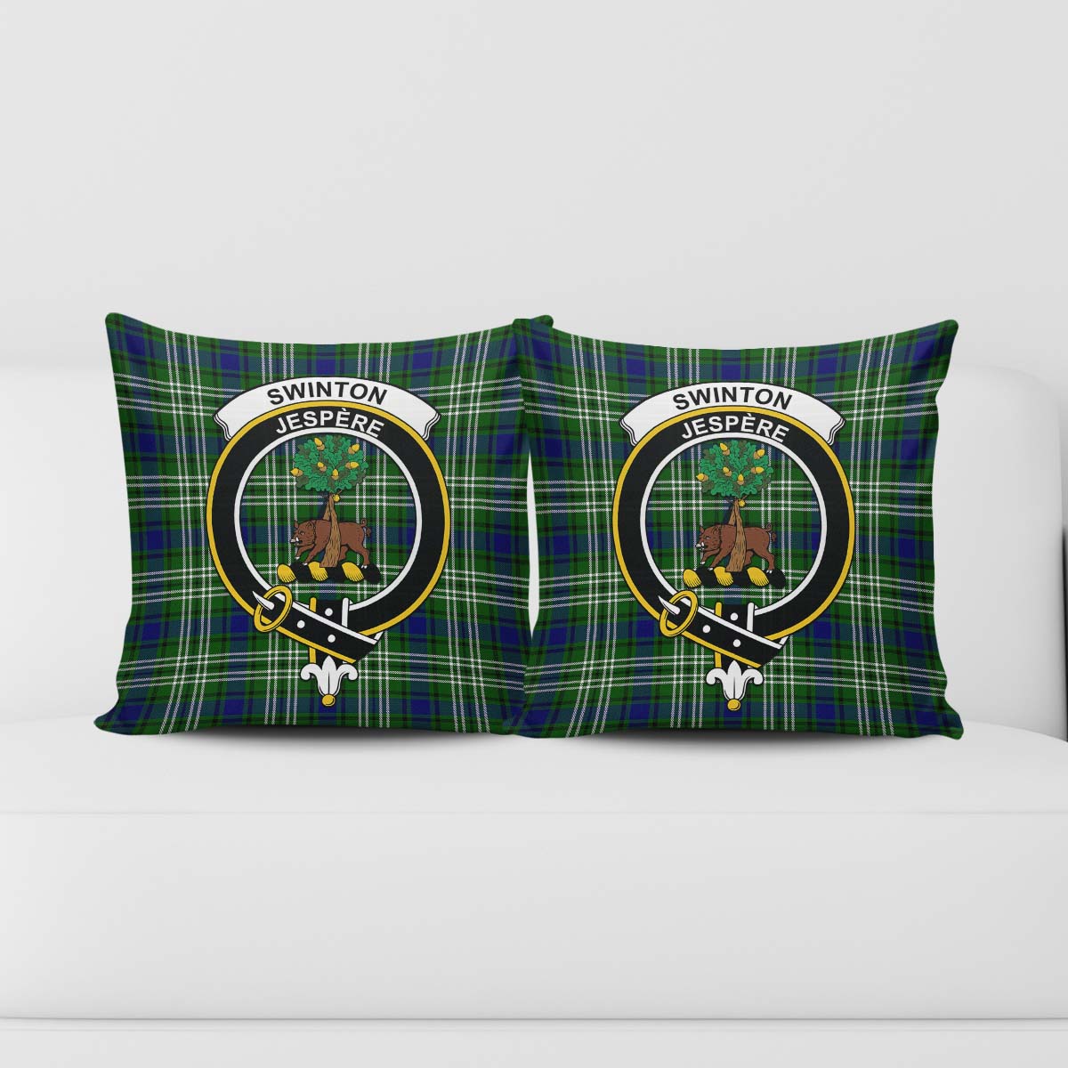 Swinton Tartan Pillow Cover with Family Crest - Tartan Vibes Clothing