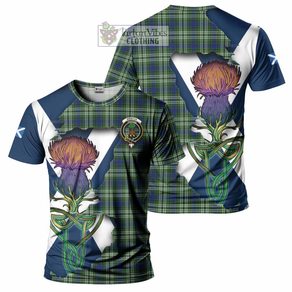 Tartan Vibes Clothing Swinton Tartan Family Crest T-Shirt Scottish Thistle Celtic Inspired