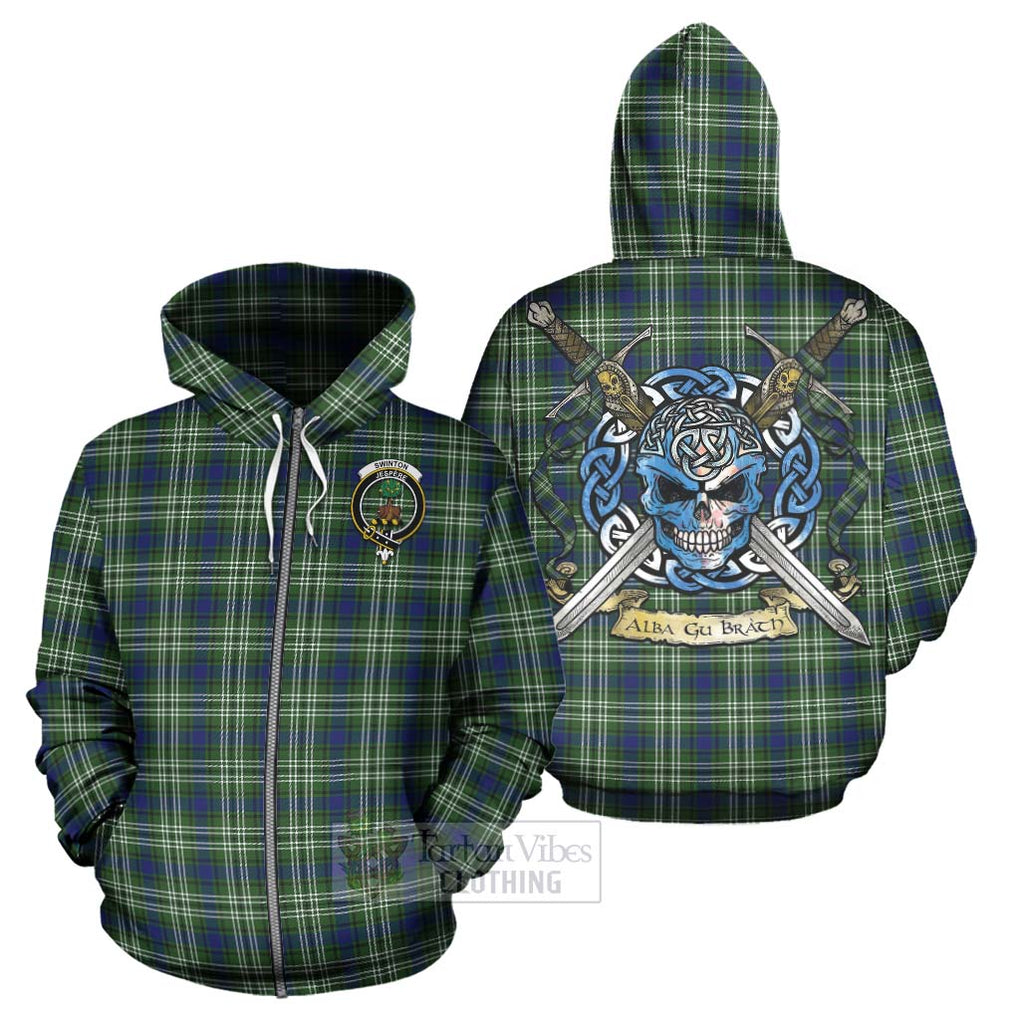 Swinton Tartan Hoodie with Family Crest Celtic Skull Style - Tartan Vibes Clothing