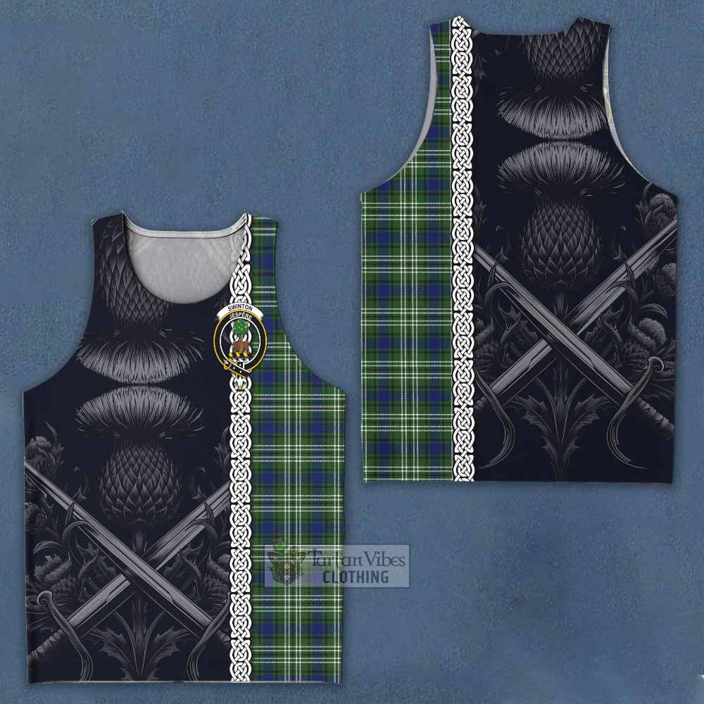 Swinton Tartan Men's Tank Top with Family Crest Cross Sword Thistle Celtic Vibes - Tartan Vibes Clothing