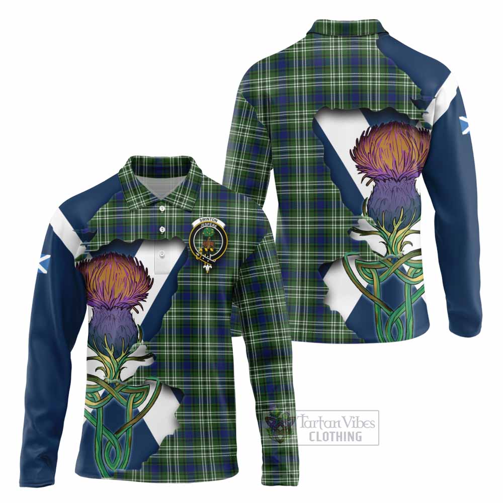 Tartan Vibes Clothing Swinton Tartan Family Crest Long Sleeve Polo Shirt Scottish Thistle Celtic Inspired