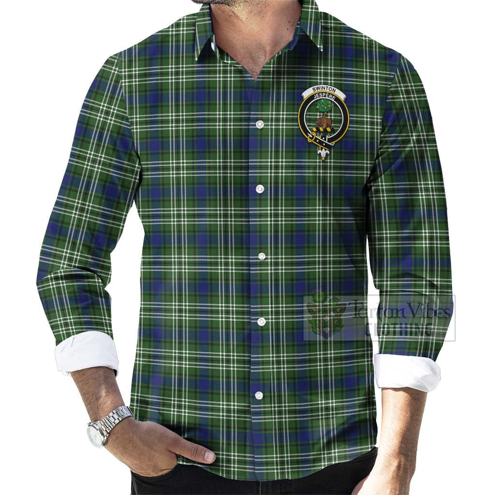 Swinton Tartan Long Sleeve Button Shirt with Family Crest Celtic Skull Style - Tartan Vibes Clothing