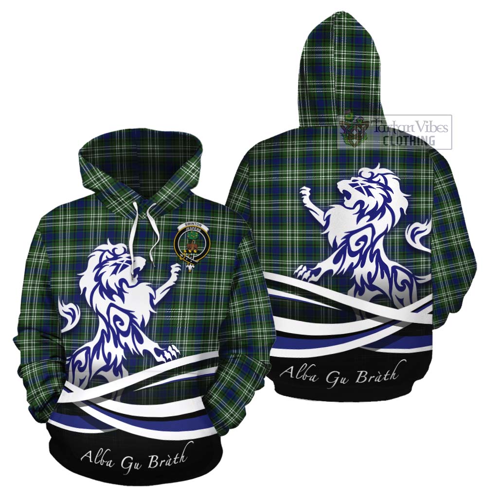 Swinton Tartan Cotton Hoodie with Alba Gu Brath Regal Lion Emblem Zip Hoodie - Tartan Vibes Clothing