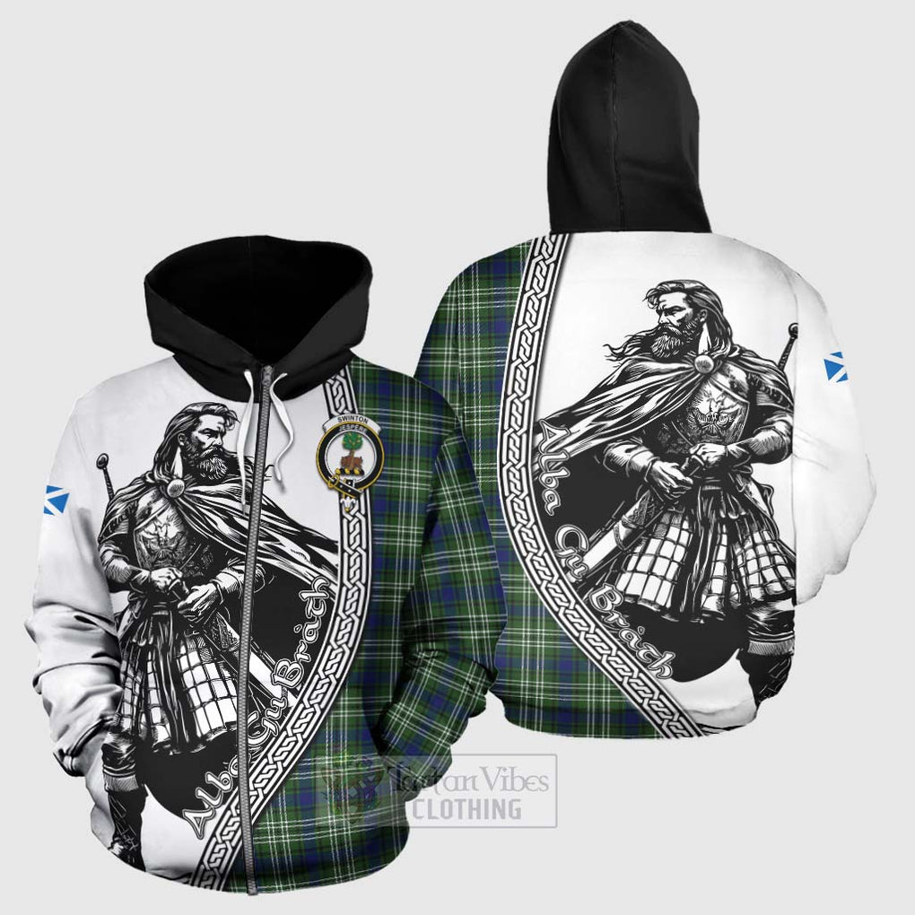 Swinton Tartan Clan Crest Hoodie with Highlander Warrior Celtic Style - Tartan Vibes Clothing