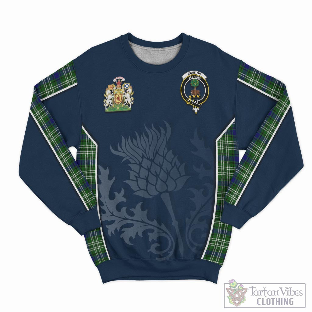 Swinton Tartan Sweatshirt with Family Crest and Scottish Thistle Vibes Sport Style - Tartan Vibes Clothing