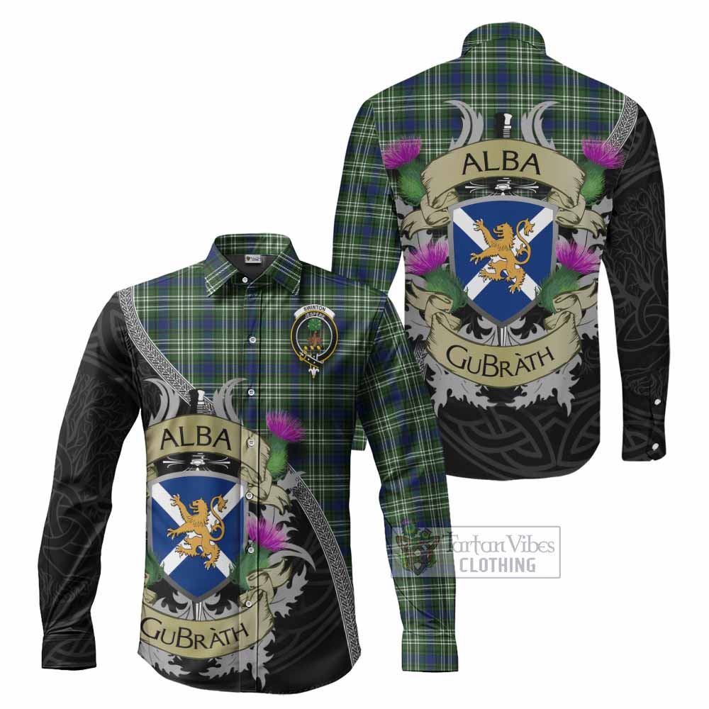 Swinton Tartan Family Crest Long Sleeve Button Shirt Lion Rampant Royal Thistle Shield Celtic Inspired - Tartan Vibes Clothing