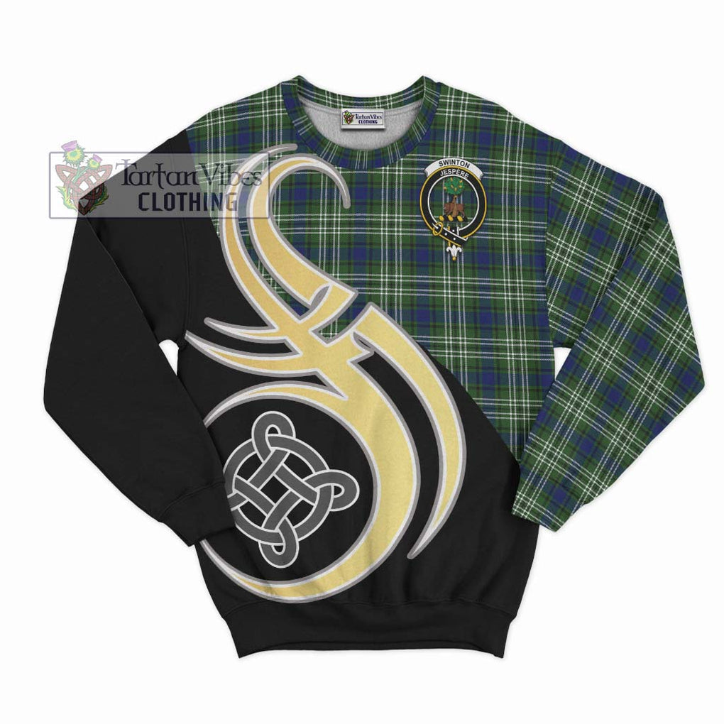 Swinton Tartan Sweatshirt with Family Crest and Celtic Symbol Style - Tartan Vibes Clothing