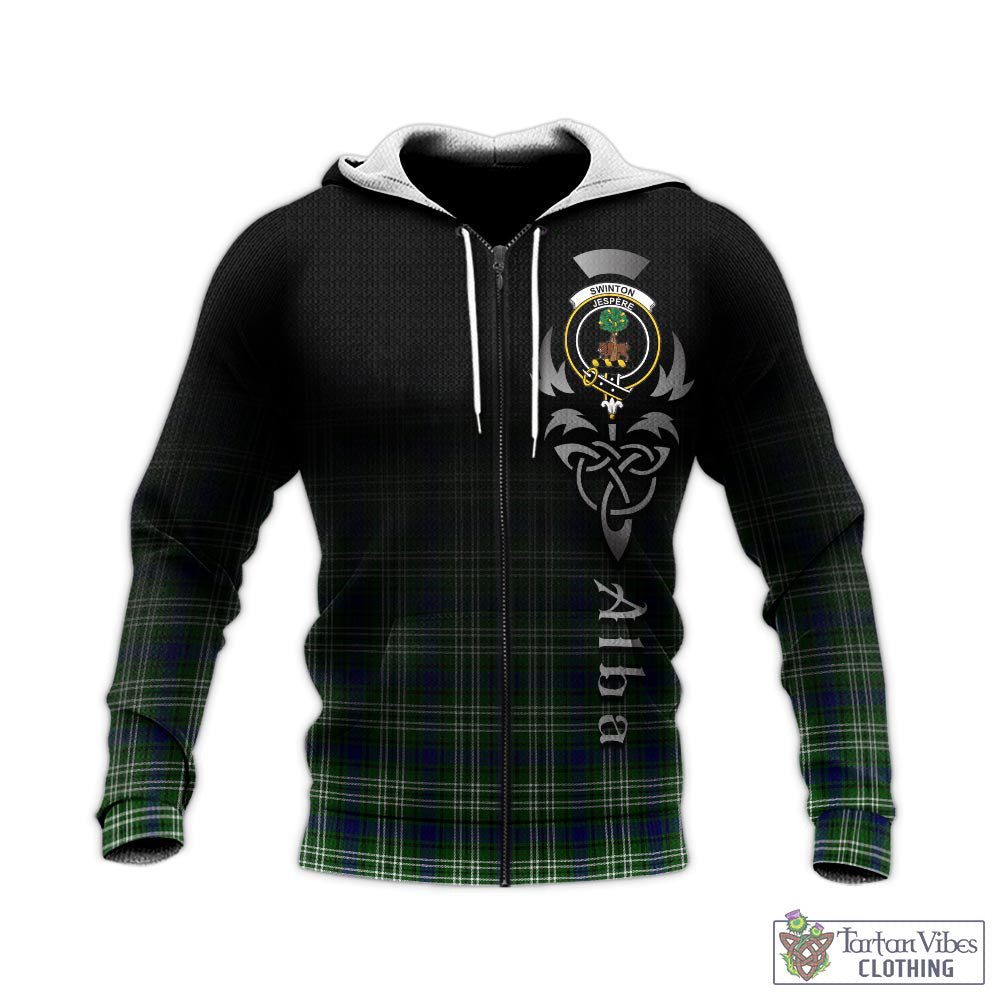 Swinton Tartan Knitted Hoodie Featuring Alba Gu Brath Family Crest Celtic Inspired - Tartan Vibes Clothing