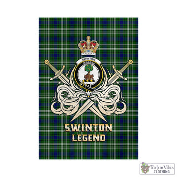 Swinton Tartan Garden Flag with Clan Crest and the Golden Sword of Courageous Legacy