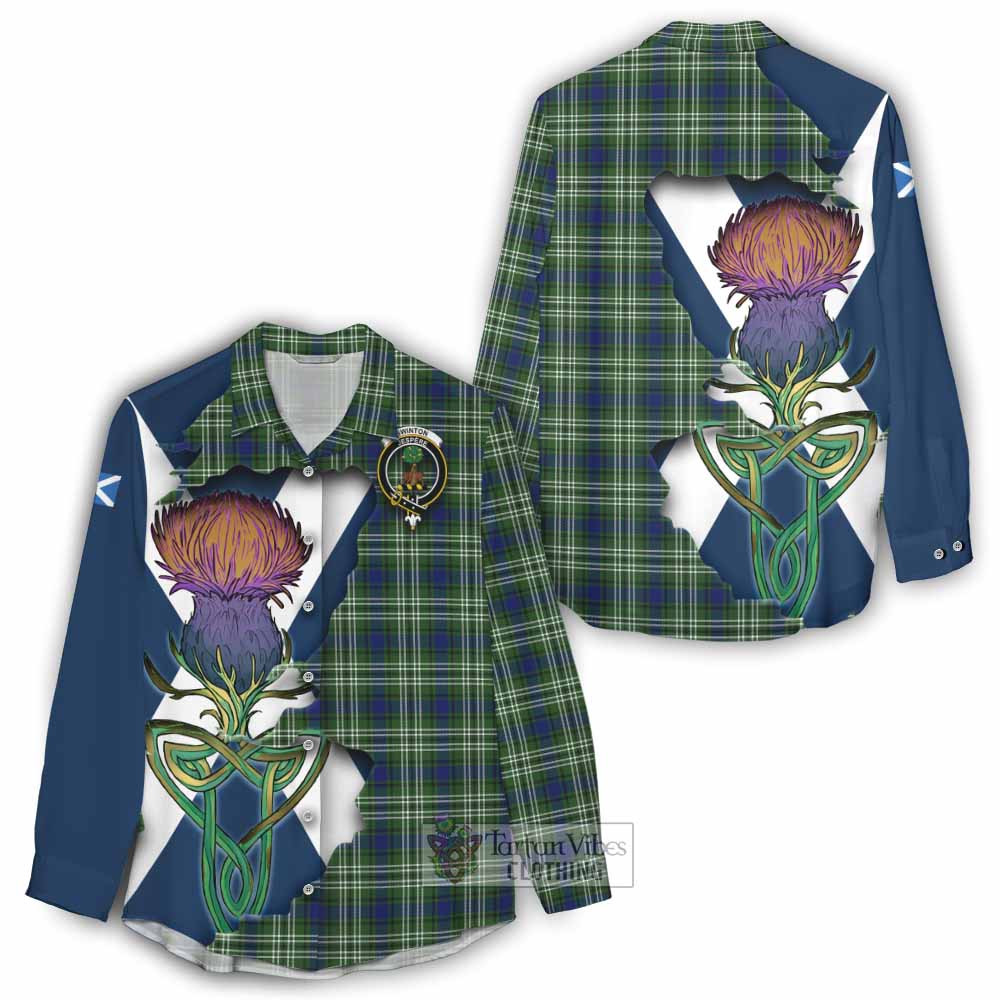Tartan Vibes Clothing Swinton Tartan Family Crest Women's Casual Shirt Scottish Thistle Celtic Inspired