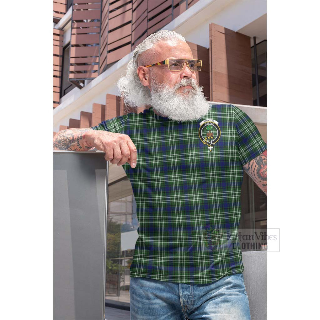 Swinton Tartan Cotton T-shirt with Family Crest Celtic Skull Style - Tartan Vibes Clothing