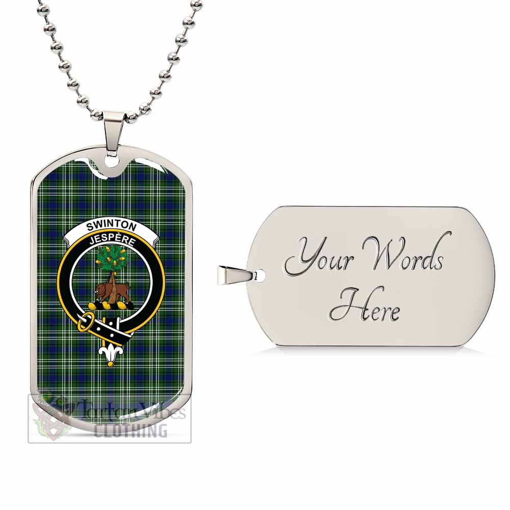 Swinton Tartan Dog Tag Necklace with Family Crest Silver Yes - Tartan Vibes Clothing