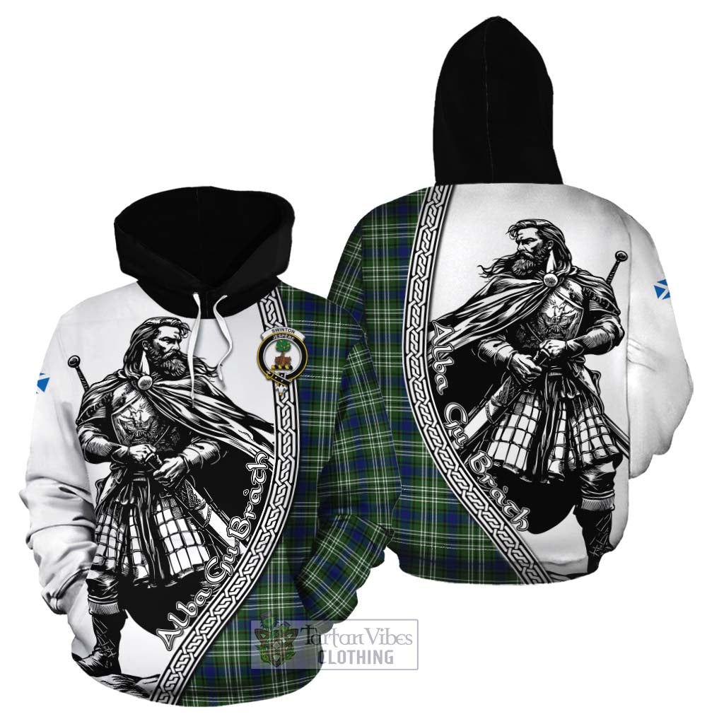 Swinton Tartan Clan Crest Cotton Hoodie with Highlander Warrior Celtic Style Zip Hoodie - Tartan Vibes Clothing