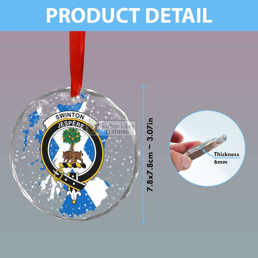 Swinton Clan Crest Christmas Glass Ornament with Scotland Map - 2D-tartanvibesclothing