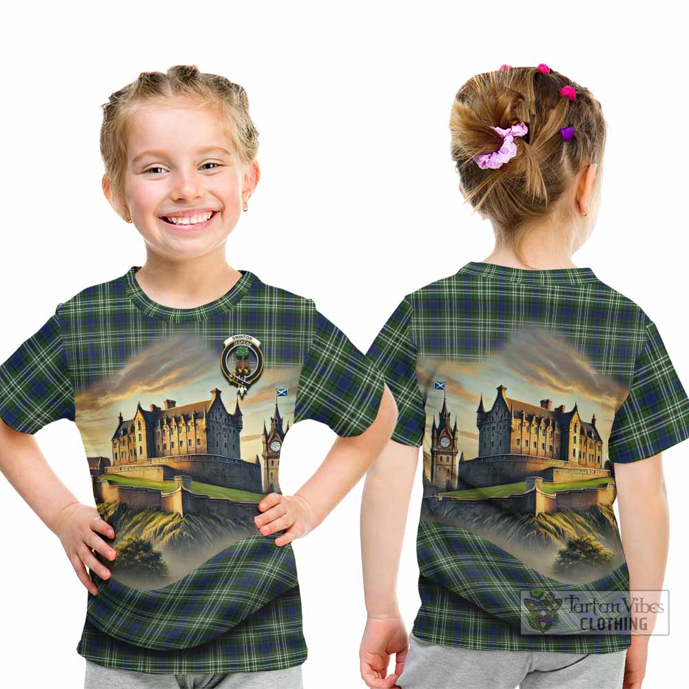 Swinton Tartan Family Crest Kid T-Shirt with Scottish Ancient Castle Style - Tartan Vibes Clothing