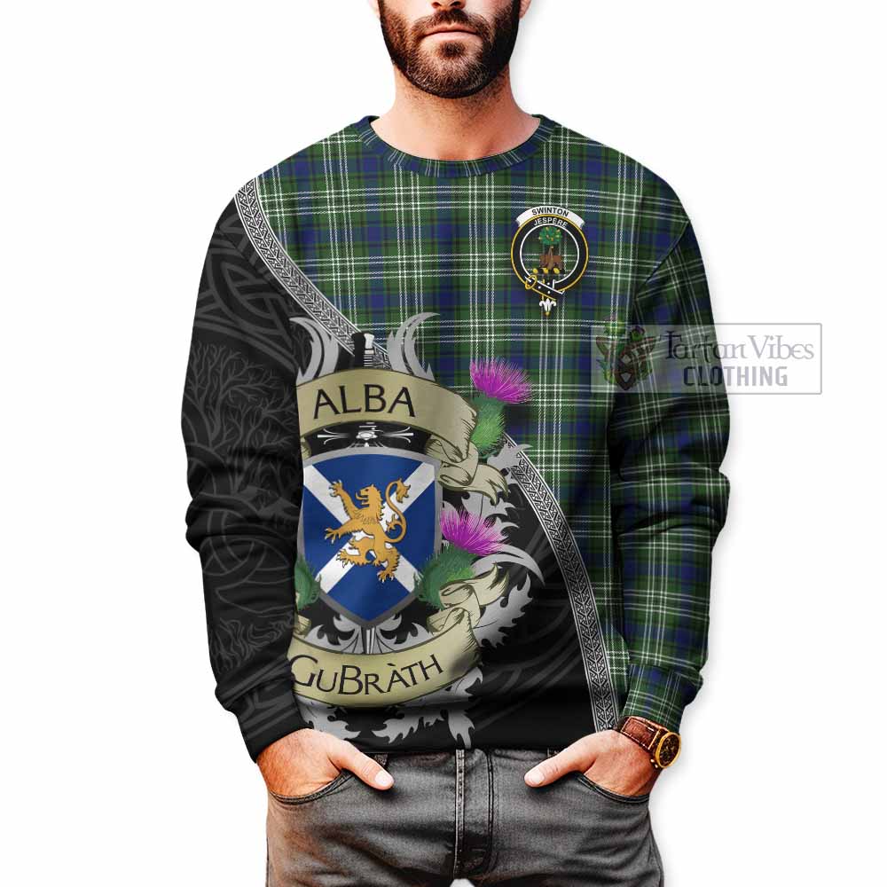 Swinton Tartan Family Crest Sweatshirt Lion Rampant Royal Thistle Shield Celtic Inspired - Tartan Vibes Clothing