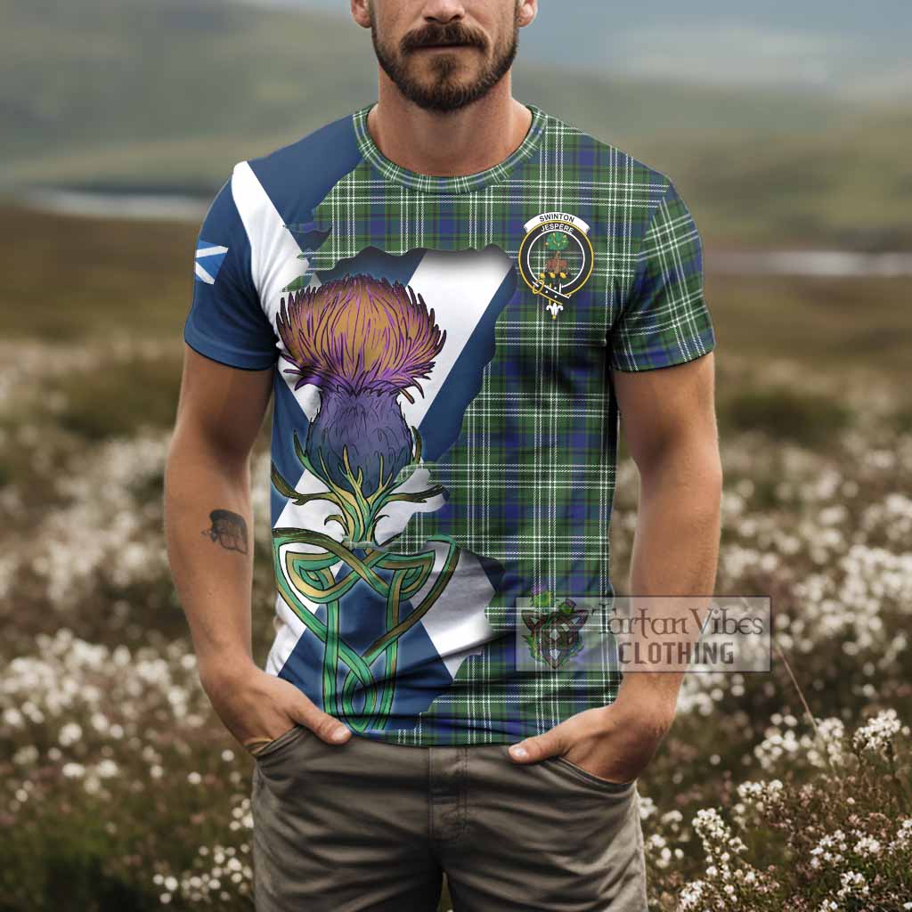 Tartan Vibes Clothing Swinton Tartan Family Crest T-Shirt Scottish Thistle Celtic Inspired